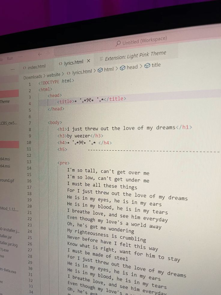 image of coding on an application with a pink and white theme because coding is cool guys!!