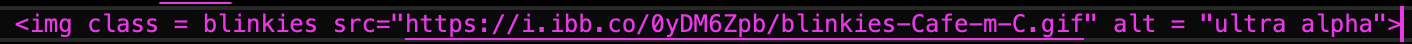 html code updated to add class = blinkies to help with inline