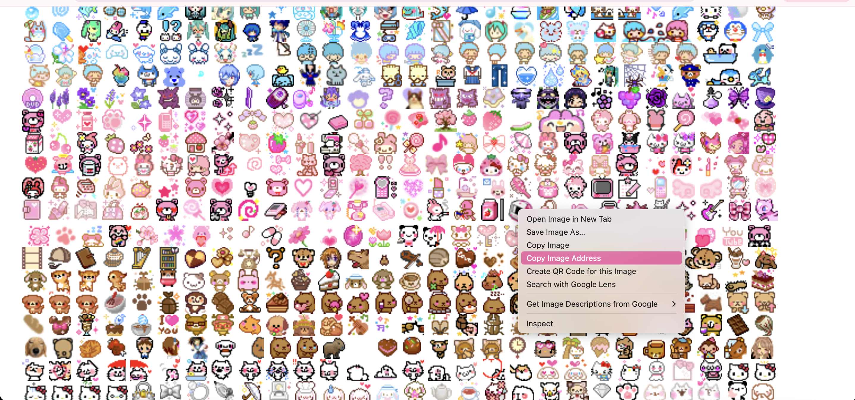 content menu appears and i click on copy image address